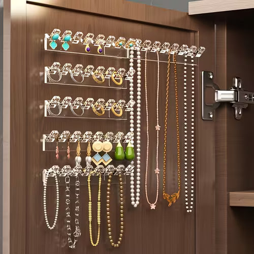 1/6/12pcs Transparent Acrylic Wall-Mounted Jewelry
