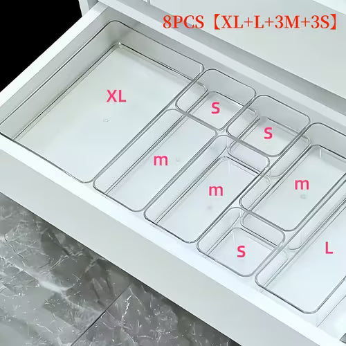 4/5/6/7/8pcs Transparent Acrylic Cosmetic Storage Boxes